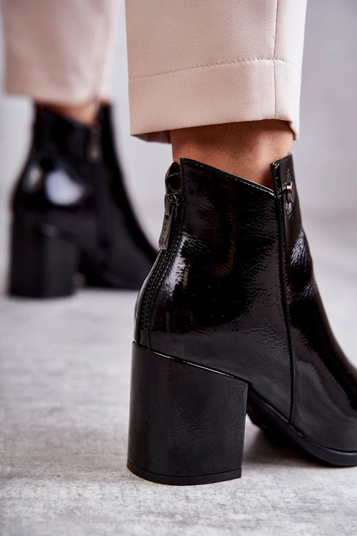 Damskie Lakierowane Botki Na Suwak La.Fi 260039B-LA Czarne