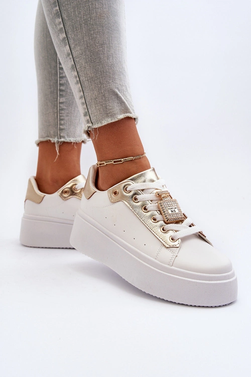Sneakersy Damskie Z Ozdobą Białe Celedria