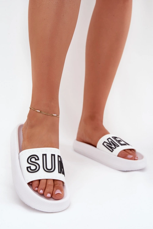 Klapki Damskie Na Grubej Podeszwie SUMMER Vinceza 76051 Białe