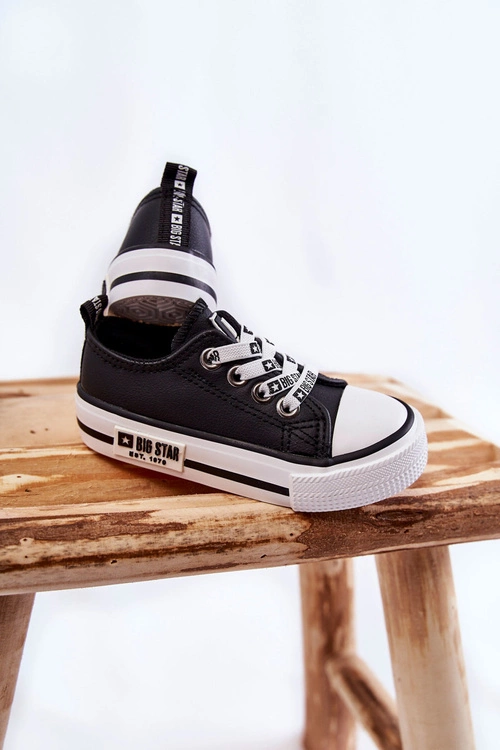 Dziecięce Skórzane Trampki BIG STAR KK374043 Czarno-Białe