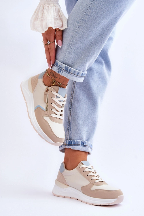 Damskie Sportowe Buty Z Suwakiem Beżowe Larisa