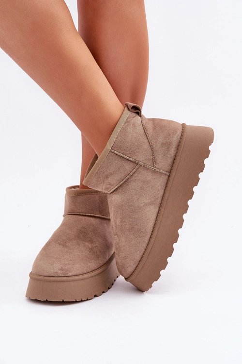 Śniegowce Na Platformie Z Eko Zamszu Ciemnobeżowe Vlivana