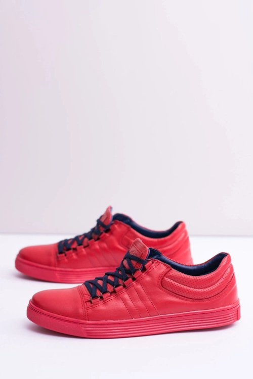 Męskie Skórzane Tenisówki Czerwone Elon