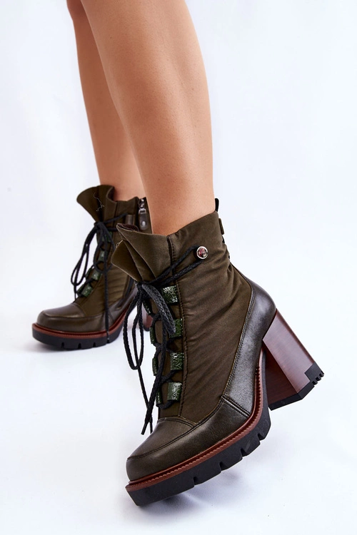 Modne Botki Na Obcasie Maciejka 05777-09 Zielone