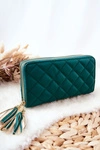 Duży Pikowany Portfel Na Suwaki Zielony