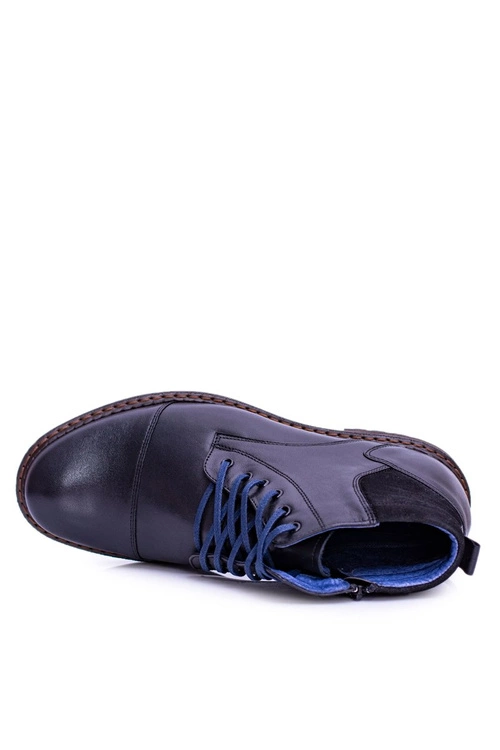 Nikopol Skórzane Botki Męskie Czarne Buty Ford