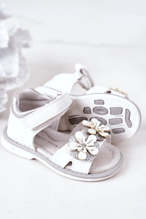 Dziecięce Ortopedyczne Sandały Na Rzepy Białe Maysa