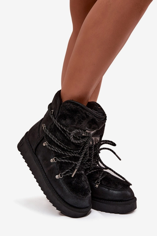 Śniegowce Damskie Na Platformie Z Futerkiem D.Franklin DFSH37005 Czarne
