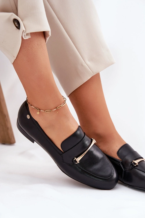 Skórzane Półbuty Mokasyny Damskie Maciejka K6809-01 Czarne