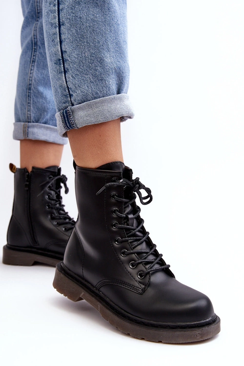 Damskie Botki Trapery Z Suwakiem Czarne Mibrasa