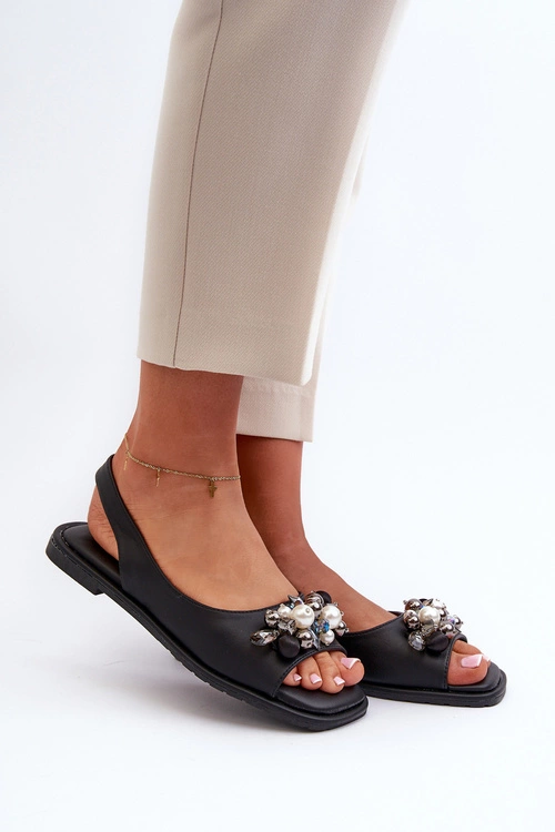 Damskie Sandały Z Ozdobami S.Barski KV27-004 Czarne