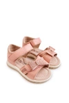 Dziecięce Skórzane Sandały Na Rzep Różowe Lolly