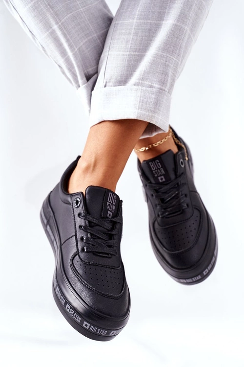 Skórzane Tenisówki Na Platformie BIG STAR II274074 Czarne