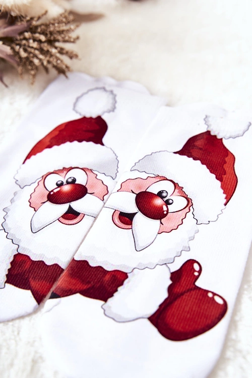 Skarpetki Stopki Mikołaj Białe