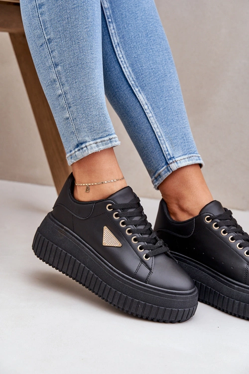 Stylowe Sneakersy Na Masywnej Platformie Czarne Vallexia