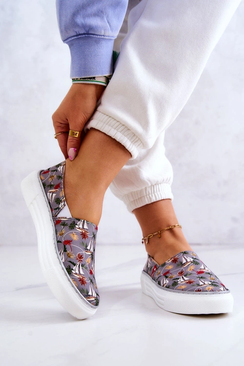 Damskie Tenisówki Slip On Memory Foam Big Star JJ276015 Szare