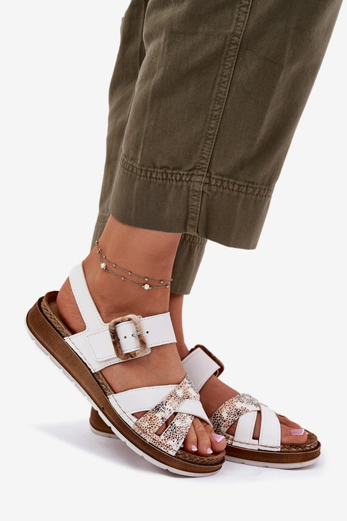 Sandały Damskie Z Klamrą Inblu GS000056 Białe