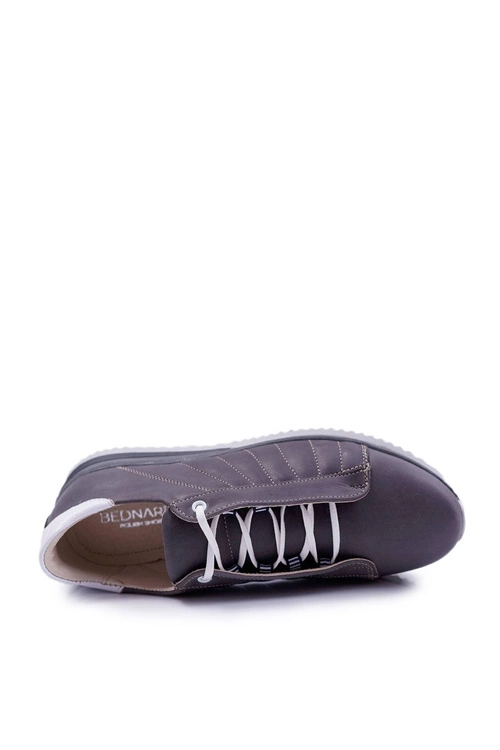 Półbuty Męskie Bednarek Skórzane Sportowe Szare Geos