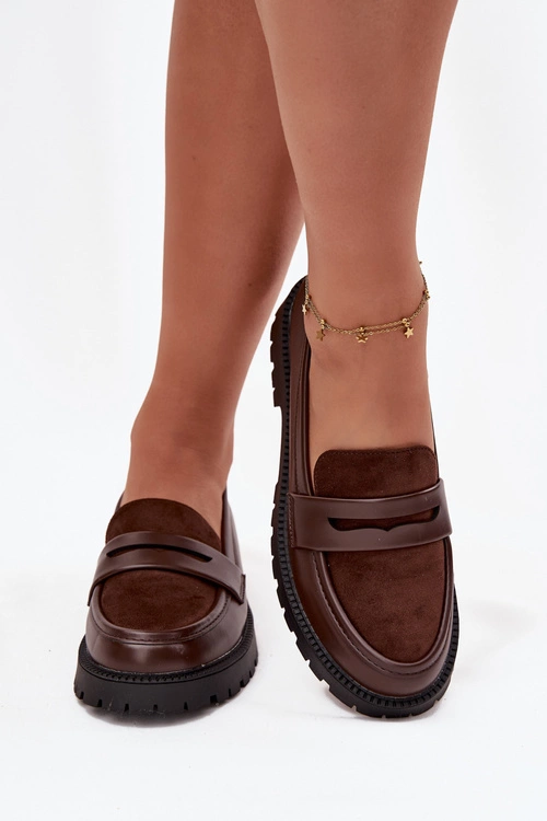 Mokasyny Damskie Z Eko Skóry Czekoladowe Cailen