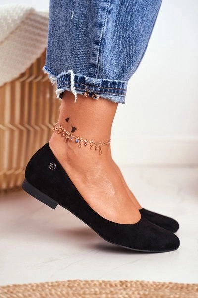 Baleriny Damskie Zamszowe Sergio Leone BL611 Czarne Nemsis