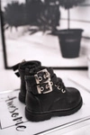 Dziecięce Botki Ocieplone Futerkiem Czarne Valentina