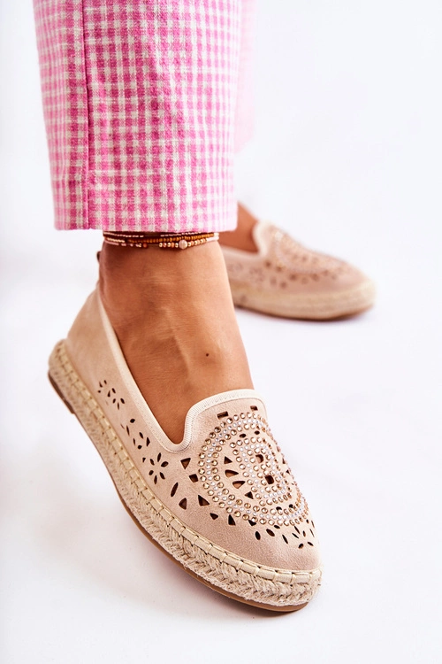 Ażurowe Wsuwane Damskie Espadryle Beżowe Meredith