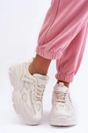 Sneakersy Damskie Na Masywnej Platformie Beżowe Agnenia
