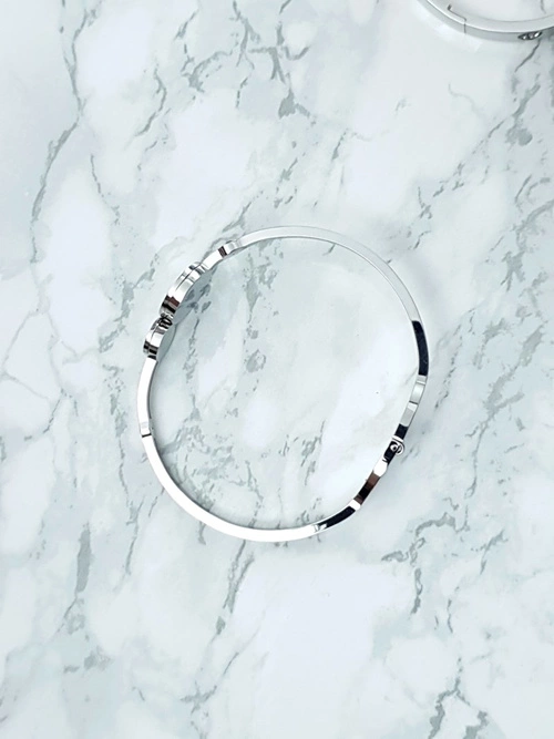 Damska Bransoleta Stalowa Cyrkonie Rzymskie Cyfry Srebrna Wega