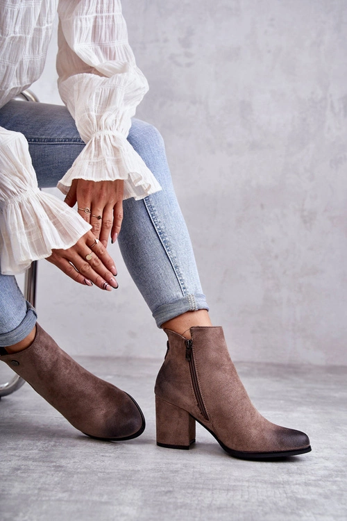 Damskie Zamszowe Botki Na Suwak La.Fi 260039DTA-SU Beżowe