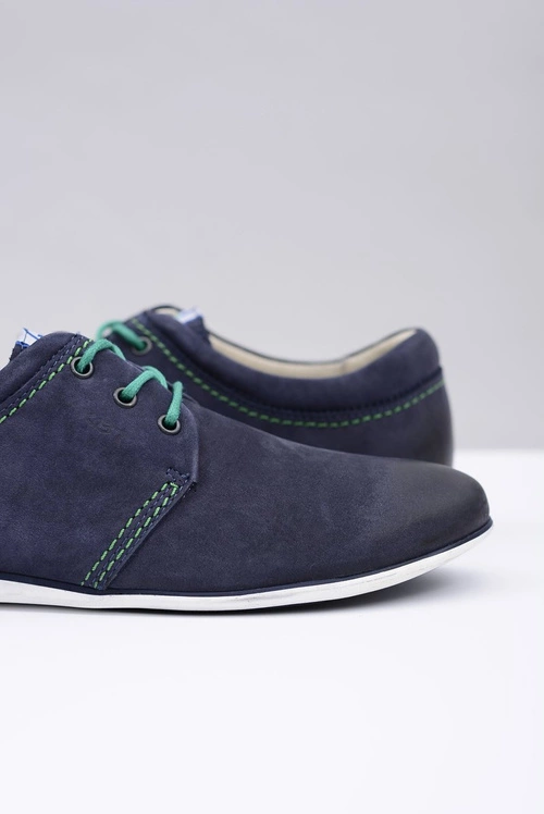 Granatowe Męskie Skórzane Półbuty Dimonde