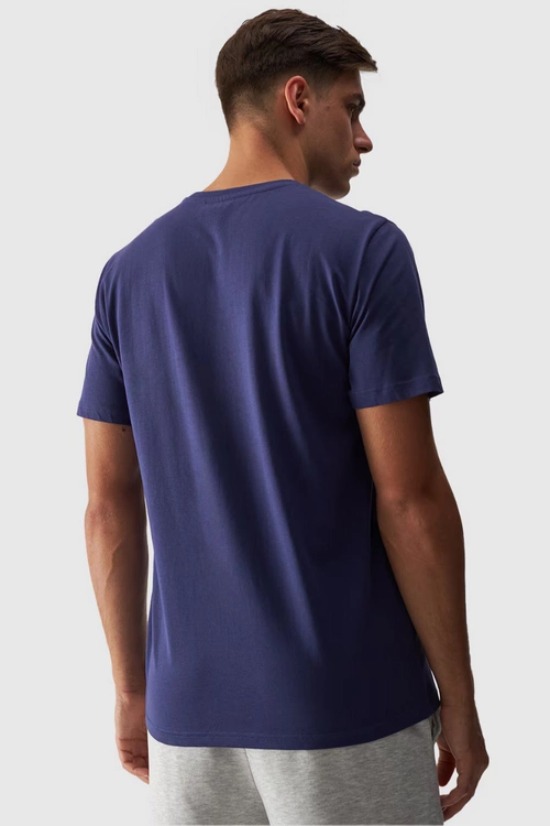 Koszulka Męska Gładka Z Logo Granatowa 4F 4FWMM00TTSHM1843-31S