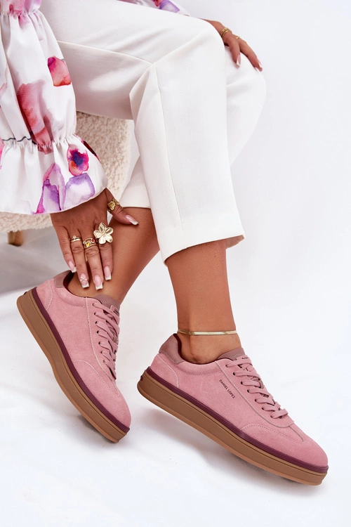 Zamszowe Damskie Sneakersy Daniel Lopez Just Dare SS2D4010 Różowe