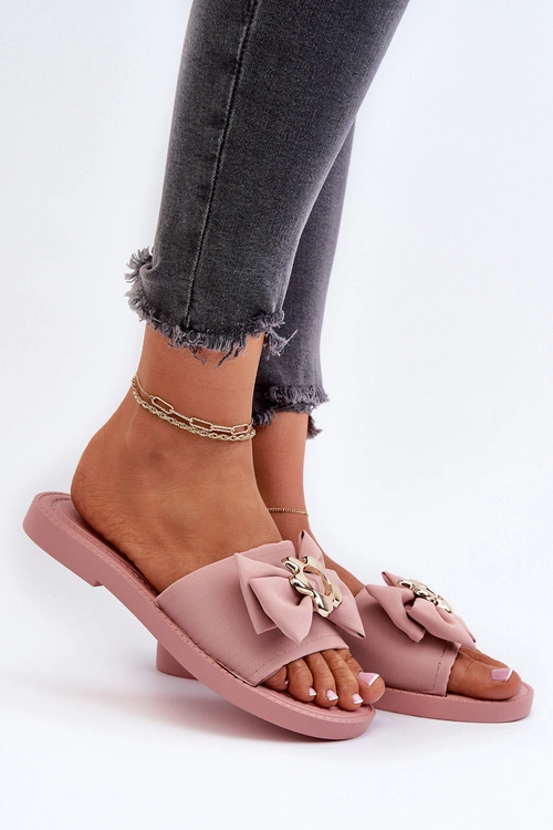 Klapki Damskie Z Kokardą Różowe Arsicada