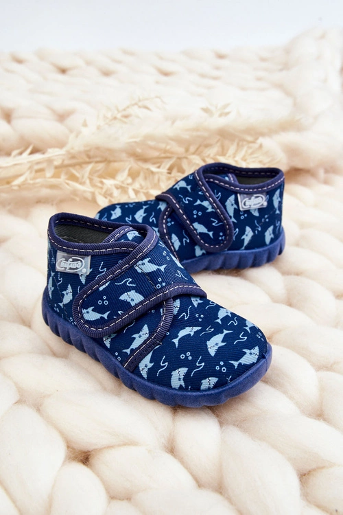 Dziecięce Buty Papcie Befado Rekiny 465P089 Granatowe