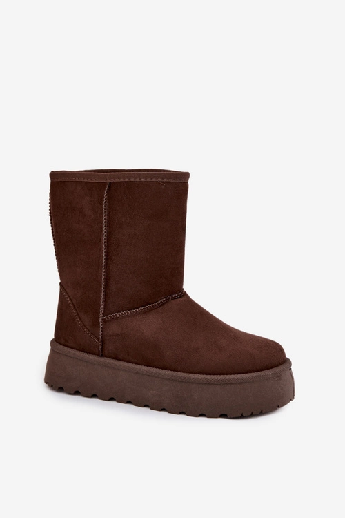 Damskie Śniegowce Ocieplone Futerkiem Czekoladowe Abrams