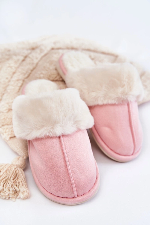 Damskie Gładkie Papcie Z Futerkiem Różowe Morisea