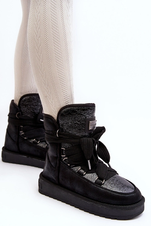 Damskie Śniegowce Z Wiązaniem D.Franklin DFSH370006 Czarne