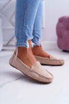 Mokasyny Damskie Wygodne Eko-zamsz Beżowe Lemma