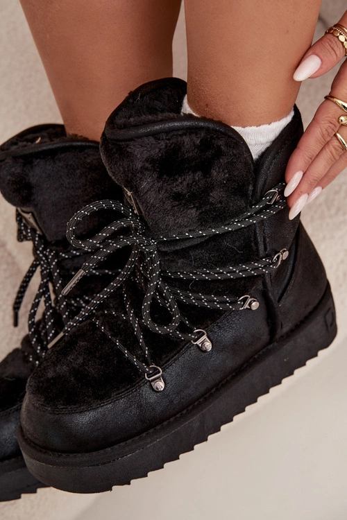 Śniegowce Damskie Na Platformie Z Futerkiem D.Franklin DFSH37005 Czarne