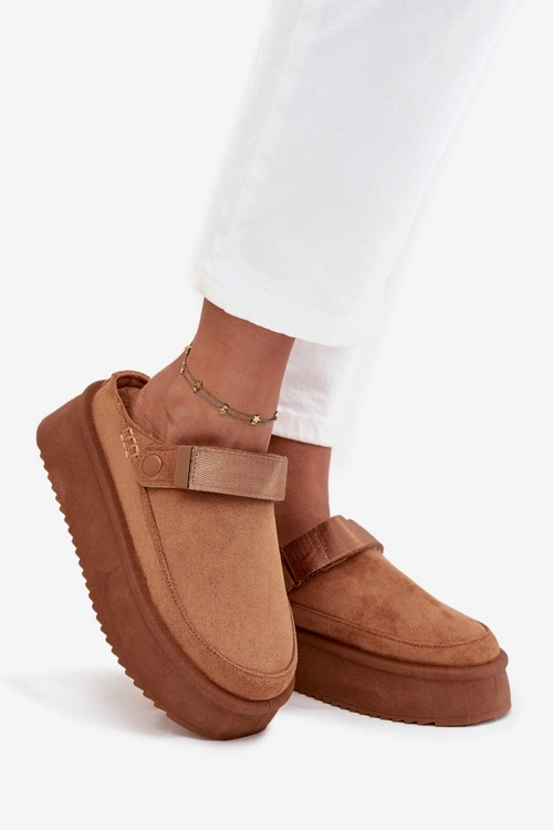 Śniegowce Damskie Na Platformie Z Rzepem Camel Jorielle