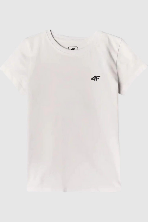 Dziewczęcy T-shirt Gładki Bawełniany Biały 4F 4FJWMM00TTSHF1658-10S