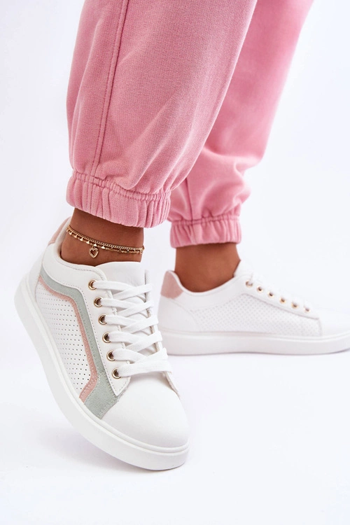 Klasyczne Buty Sportowe Damskie Biało-Różowe Amaranti