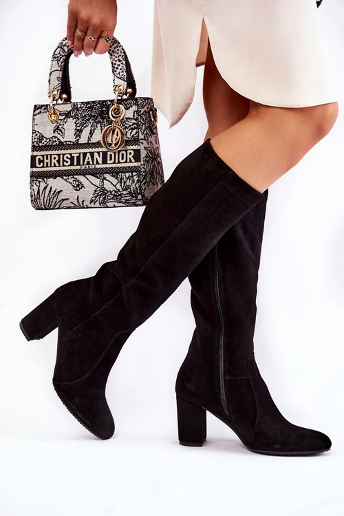 Kozaki Damskie Zamszowe Laura Messi Czarne 1415