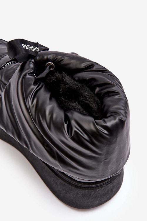 Śniegowce Damskie Z Ozdobnym Wiązaniem Czarne Siracna