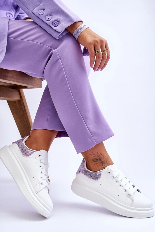 Damskie Buty Sportowe Z Ozdobnym Wzorem Biało-Fioletowe Delight