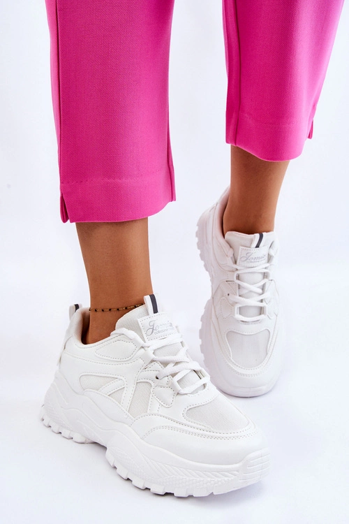 Klasyczne Sneakersy Na Platformie Białe Larec