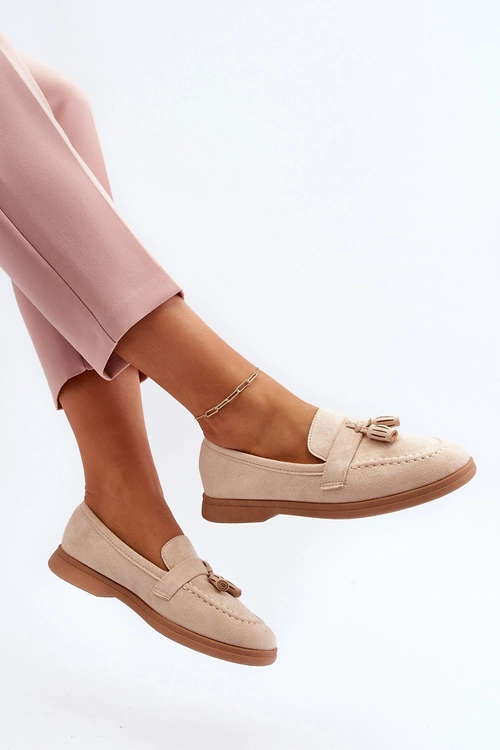 Damskie Zamszowe Mokasyny Beżowe Dansitu