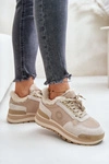 Sneakersy Damskie Ocieplane Na Platformie Big Star OO274A214 Beżowe