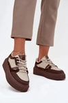 Damskie Sneakersy Na Platformie Big Star SS274356 Panterka Brązowo-Beżowe