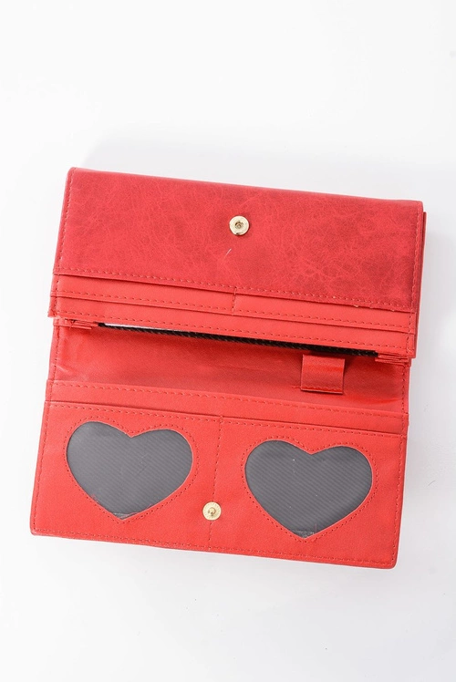 Piękny Damski Czerwony Portfel Na Bigiel Zatrzask